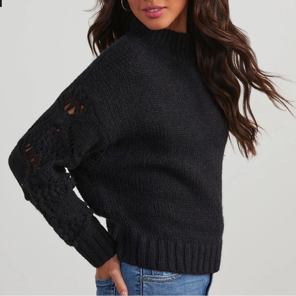 Clever One Knit Mock neck Pullover Sweater